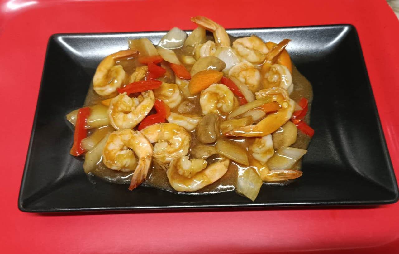 Gamberi con verdure misto